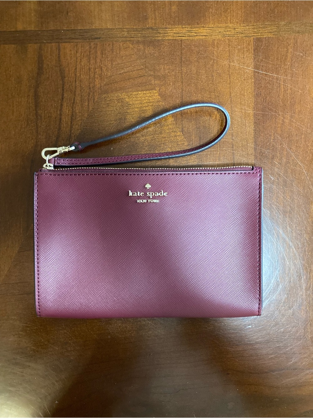 Kate Spade New York Staci Top-Zip Medium Wristlet Pouch Burgundy/Wine Red EUC - Picture 4 of 16